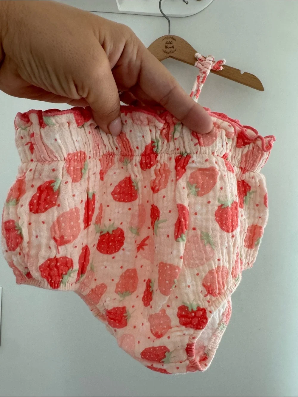 Angel Dear Pink Strawberry Smocked Two-Piece Set